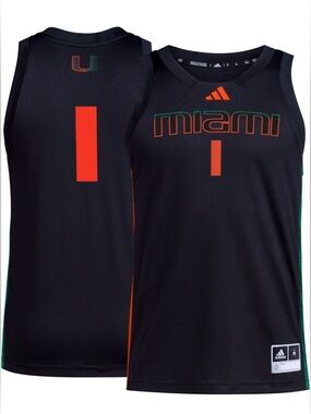 adidas Men's Miami Hurricanes Black Swingman Basketball Jersey